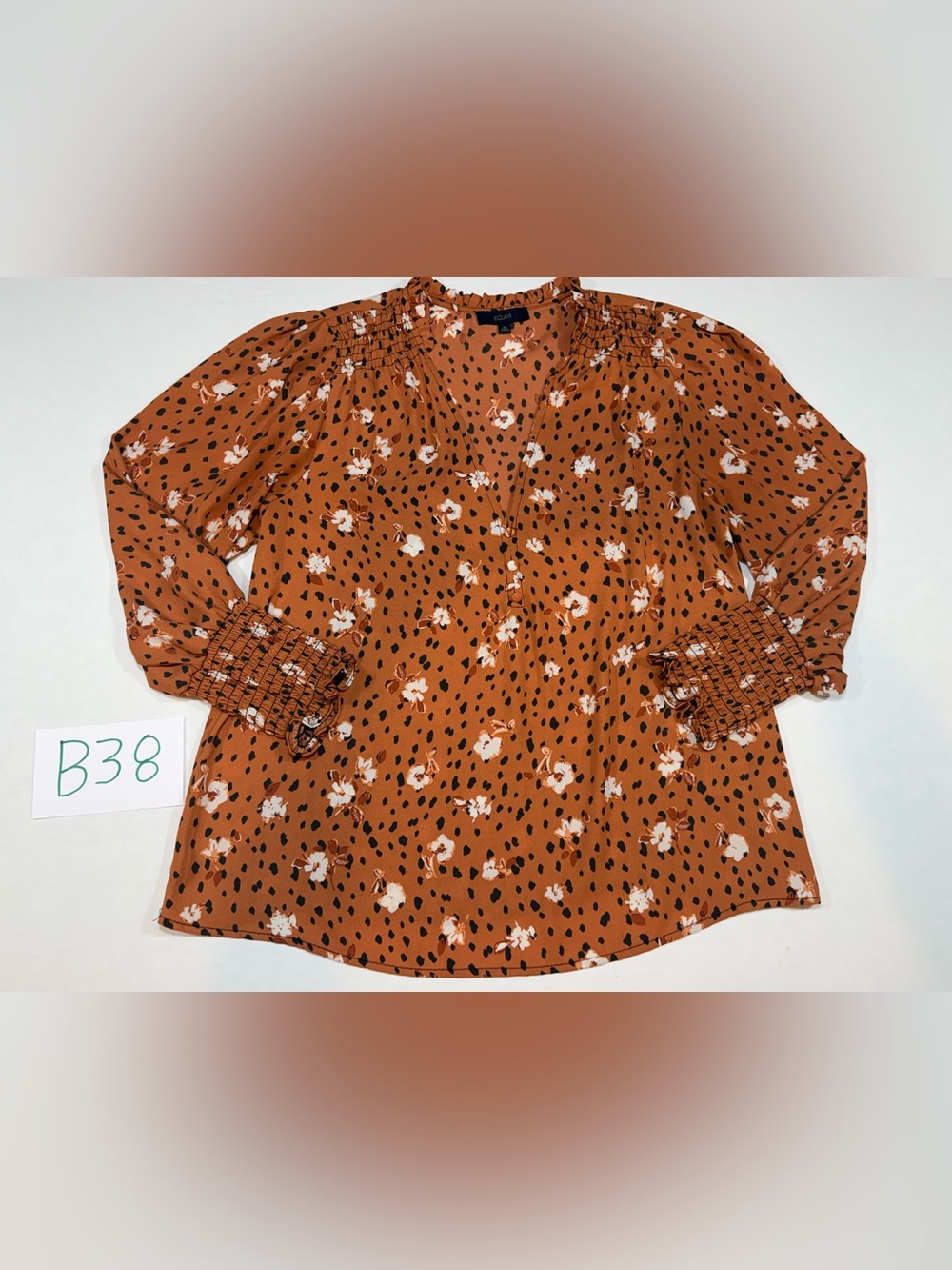 Eclair Women's Rust Floral Long-Sleeve Skirted Top